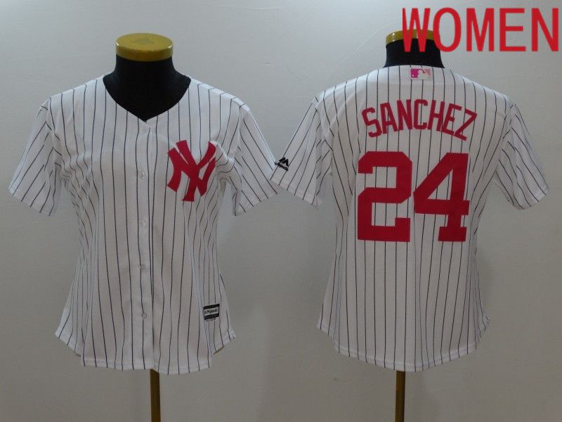 Women New York Yankees #24 Sanchez White Mother Edition 2022 MLB Jersey